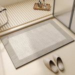 tapis sol beige clair moderne rayures horizontales géométriques entrée maison salle bain