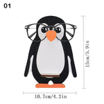 porte lunettes forme animaux pingouin singe bois créatif fonctionnel adhésif