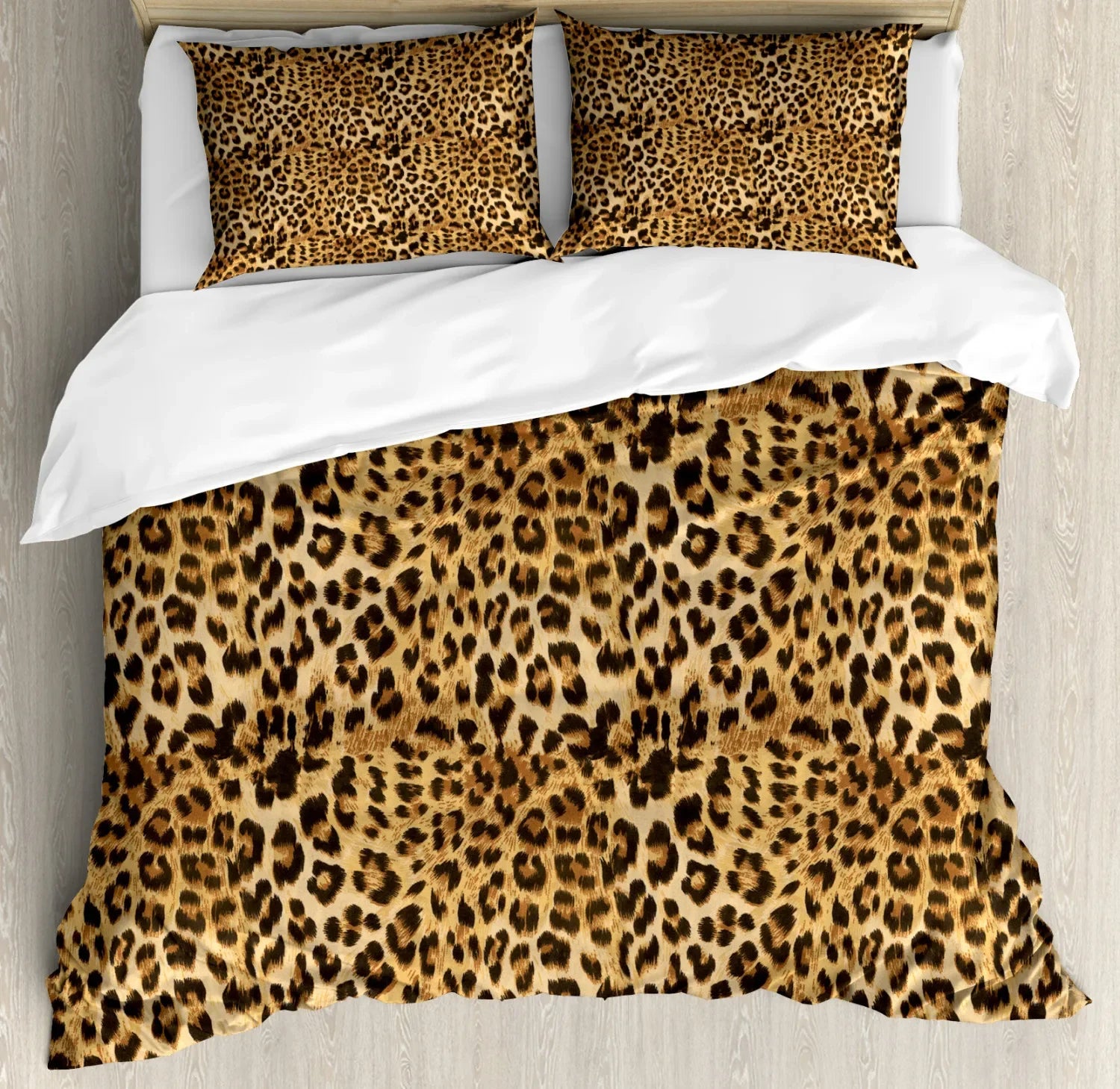 Détail de la housse de couette en polyester avec impression 3D léopard