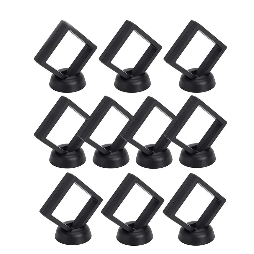 présentoir bijoux support carré plaque verre noir moderne bagues boucles doreilles