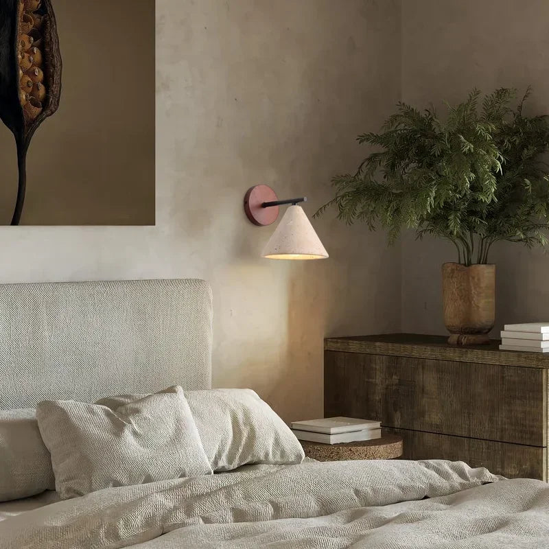 applique murale moderne pierre opaque led beige clair éclairage quotidien minimaliste fixée mur
