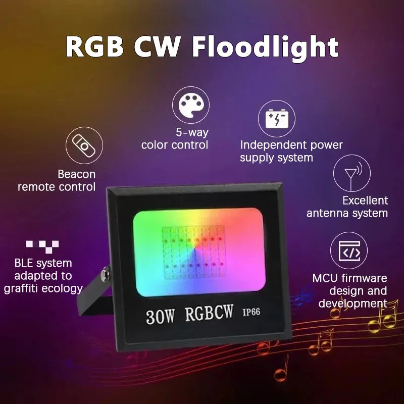 projecteur led ip66 rgb étanche 100w 50w 30w noir moderne clips