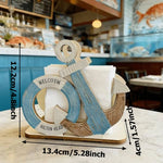 porte serviettes bois ancre thème marin welcome hilton head napkin holder deco table moderne