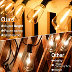 guirlande lumineuse solaire 25ft blanc transparent ampoules filament vintage clips