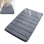 tapis bain mousse mémoire forme doux confortable antidérapant rapide séchage gris rayures moderne