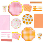 serviettes papier festives carreaux fruits pommes poires anniversaire mariage printemps orange rose