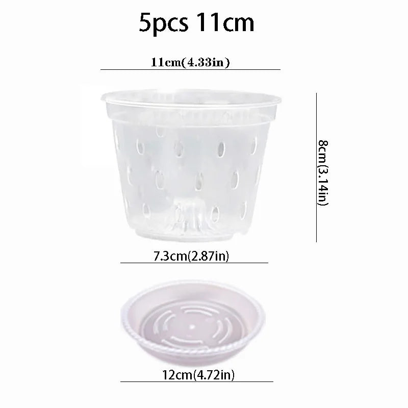 pots plantes transparents perforés modernes plateaux 11 12.5 14 15 17cm orchidées