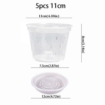 pots plantes transparents perforés modernes plateaux 11 12.5 14 15 17cm orchidées