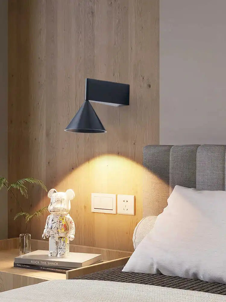 lampe murale conique moderne aluminium noir fixée mur flux lumineux 60 249 lumens alimentation