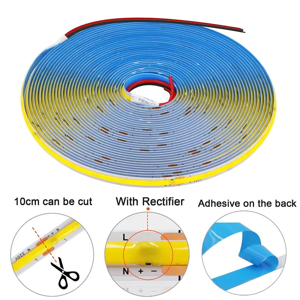 ruban led flexible jaune bleu adhésif 240 led 220v moderne haute luminuosité 3000k 4000k