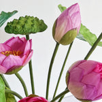 Décoration maison bouquet artificiel fleurs lotus vert blanc rose naturelextérieurintérieur