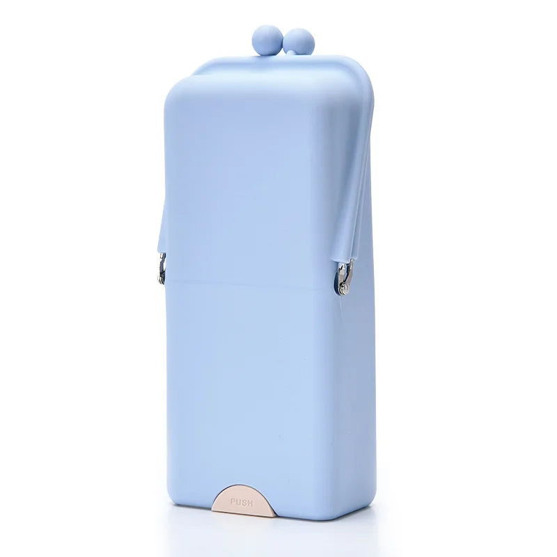 boîte maquillage silicone reutilisable pinceaux maquillage portable moderne opacité bleu clair violet rose beige