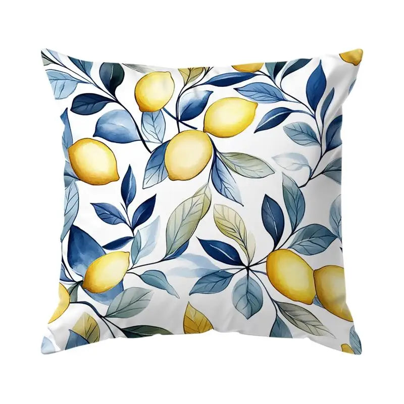 taies d'oreiller polyester citron vintage naturel fleurs blanches couleurs vives décoration maison jacinthe
