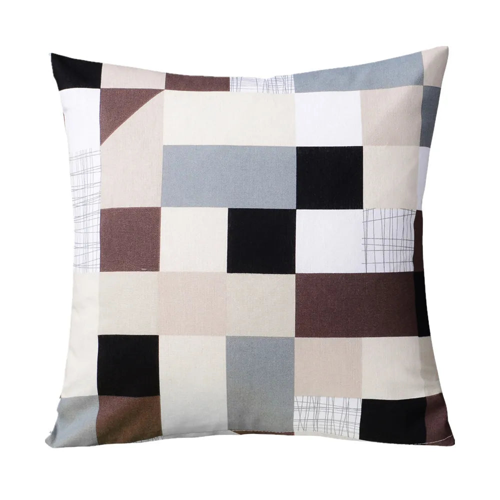 housse coussin lin géométrique multicolore moderne carré 45x45cm lit siège voiture