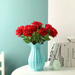 roses artificielles rouges decoration mariage anniversaire intérieur romantique branches soie verte