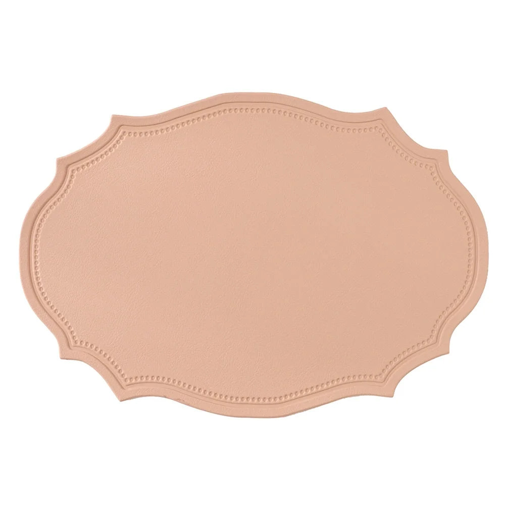tapis table moderne bleu vert orange gris marron cuir bordure ornée respectueux environnement