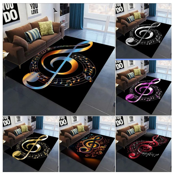 tapis moderne notes musicales polyester polypropylène salon chambre bleu rouge violet