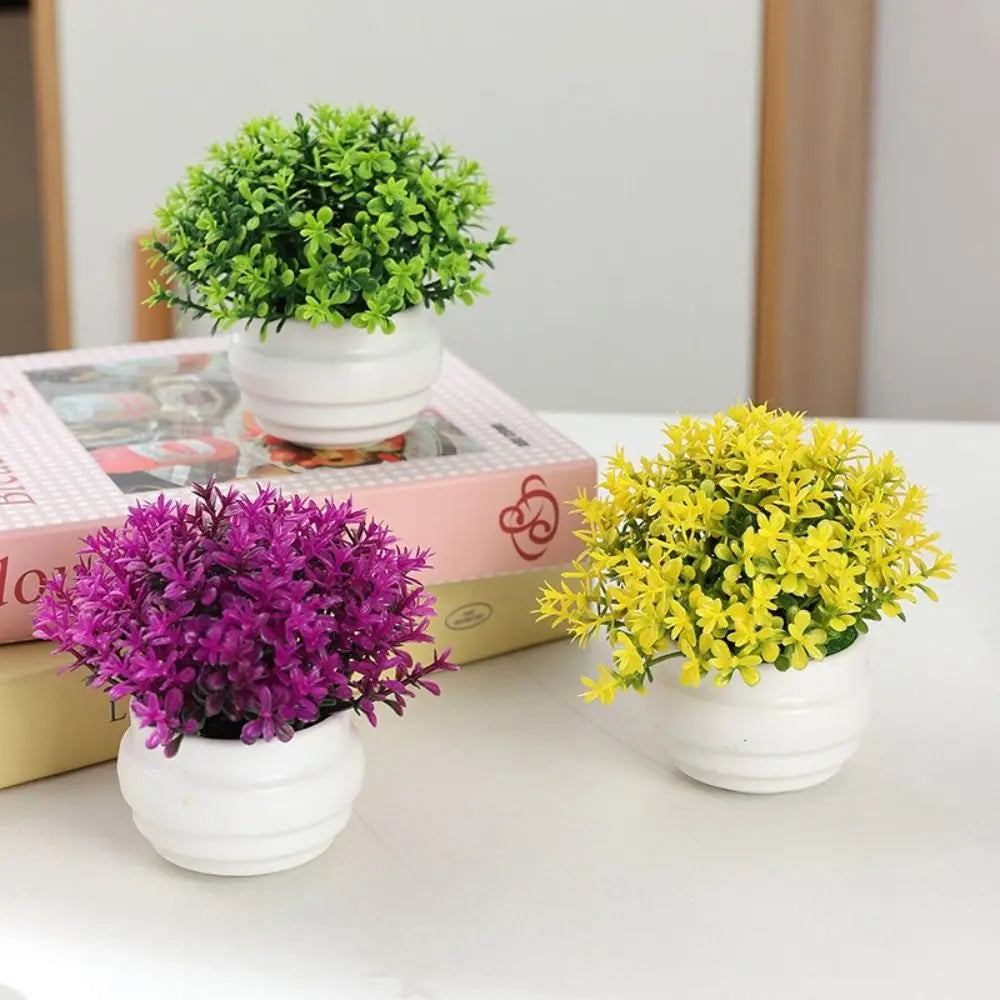 décoration intérieure plante artificielle pot fleurs colorées moderne minimaliste vert rose