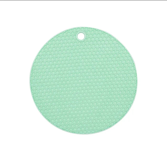 tapis table silicone réseau hexagonal bleu clair rose gris moderne antidérapant résistant taches cuisine