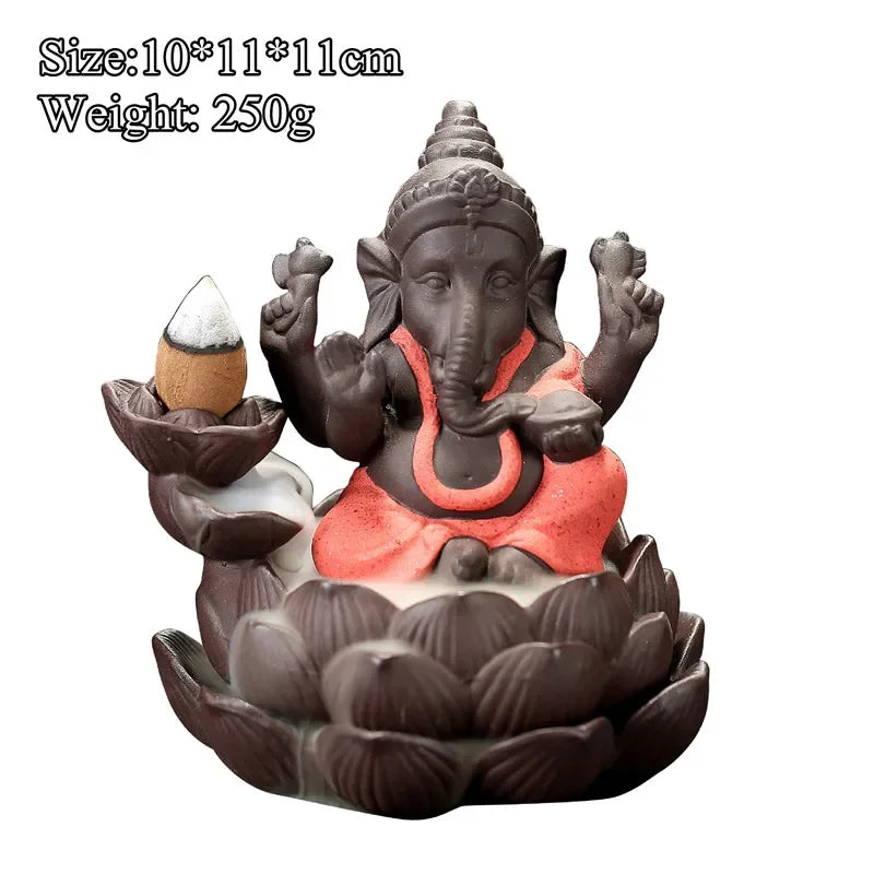 statue ganesh pierre beige texture granulée indien cendrier fixations traditionnel