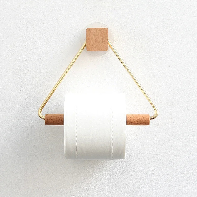 porte rouleau papier toilette bois marron blanc minimaliste moderne cuir inclusion métal doré