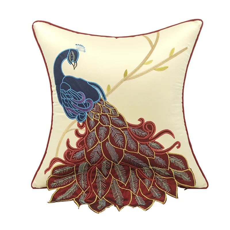 taies d'oreillers patchwork motif pavon beige traditionnel respectueux environnement maison