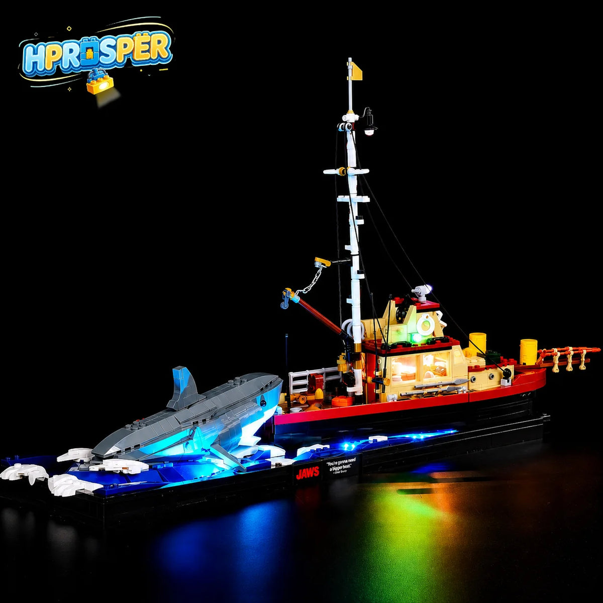lampe led maquette bateau pêche sous marin rouge blanche bleue détaillée hublots antennes métallique
