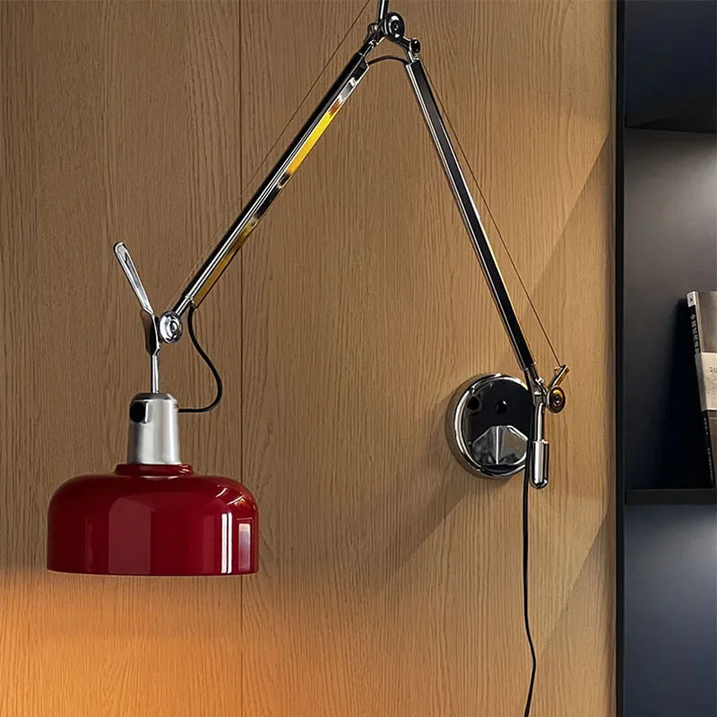 lampe murale moderne rouge deco chambre salon éclairage quotidien articulée métal fixée mur