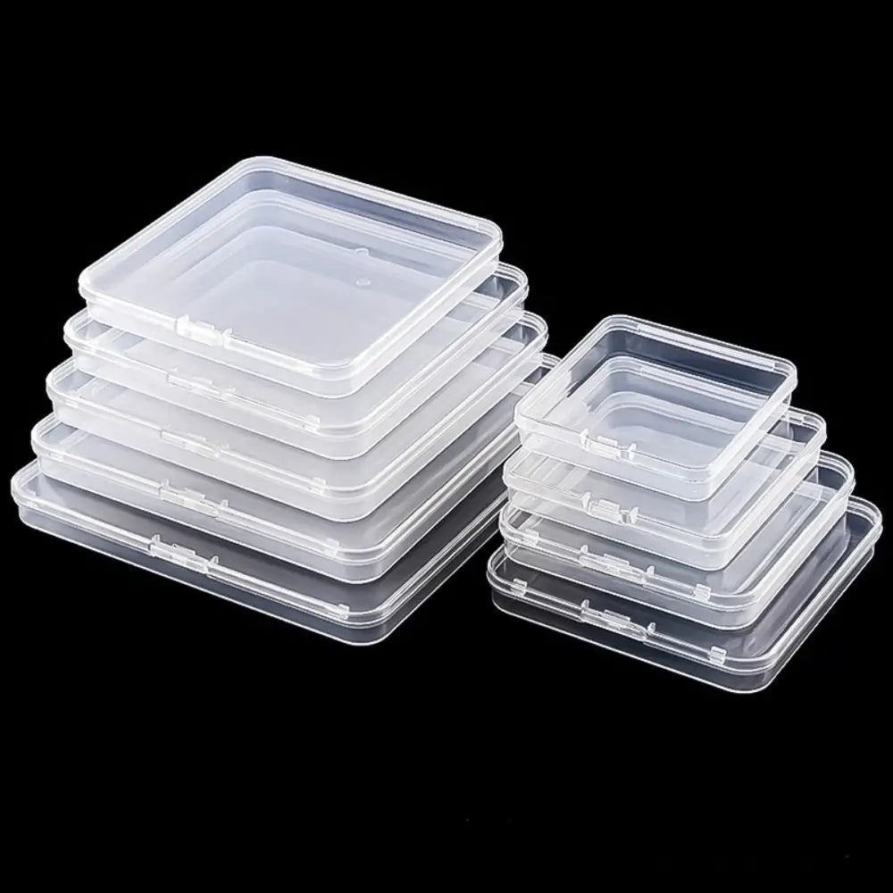 boîtes rangement transparentes pratiques clips empilables boîte carrée simple sans motif durable diverse utilisation