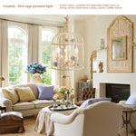 cage oiseaux suspendue vintage fleurs céramique rose clair blanc romantique