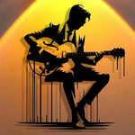 décoration murale silhouette guitariste noir contemporain abstraite métal opacité 26x30cm