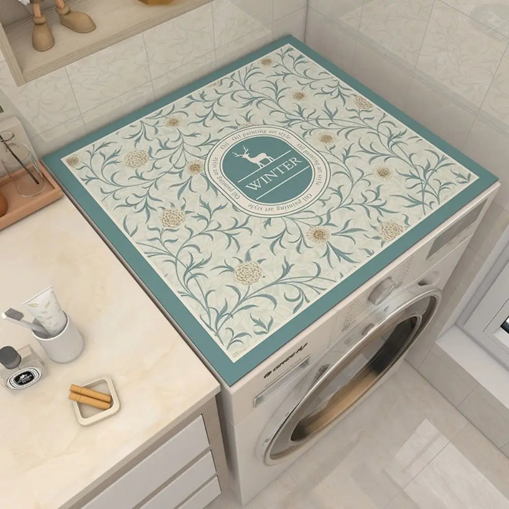 protège lave linge adhésif motif floral moderne gris noir beige vert bleu