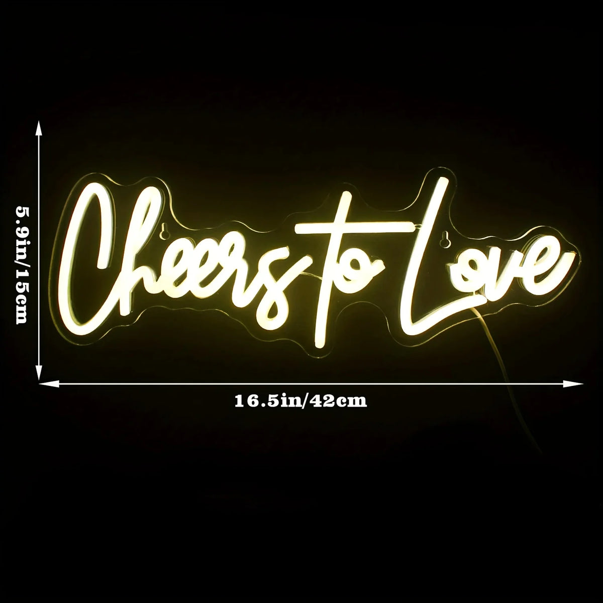 néon lumineux blanc cheers to love moderne décoration intérieure câble usb chargeur