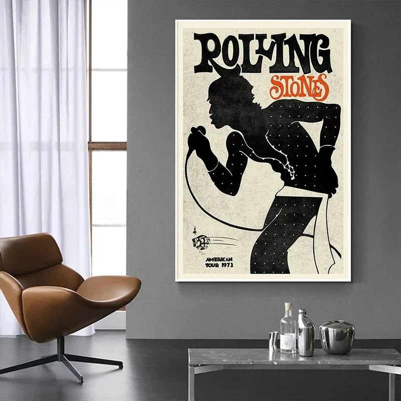 affiche vintage rock star musique nature morte toile abstraite pop art graphique 40x50 50x70