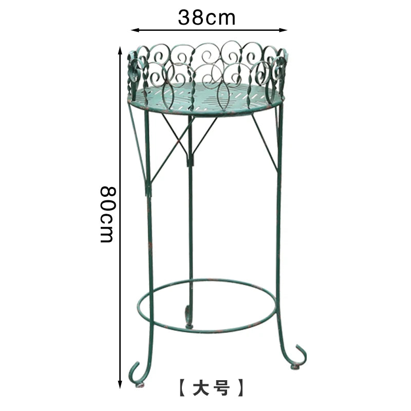 présentoirs plantes métal ajouré spirales vert turquoise décoration jardin vintage romantique