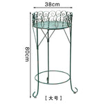 présentoirs plantes métal ajouré spirales vert turquoise décoration jardin vintage romantique