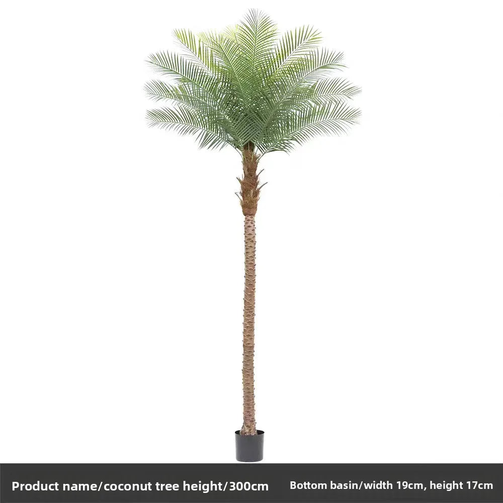 palmier artificiel décoration intérieure vert feuilles fines tronc épais moderne pot 240cm haute
