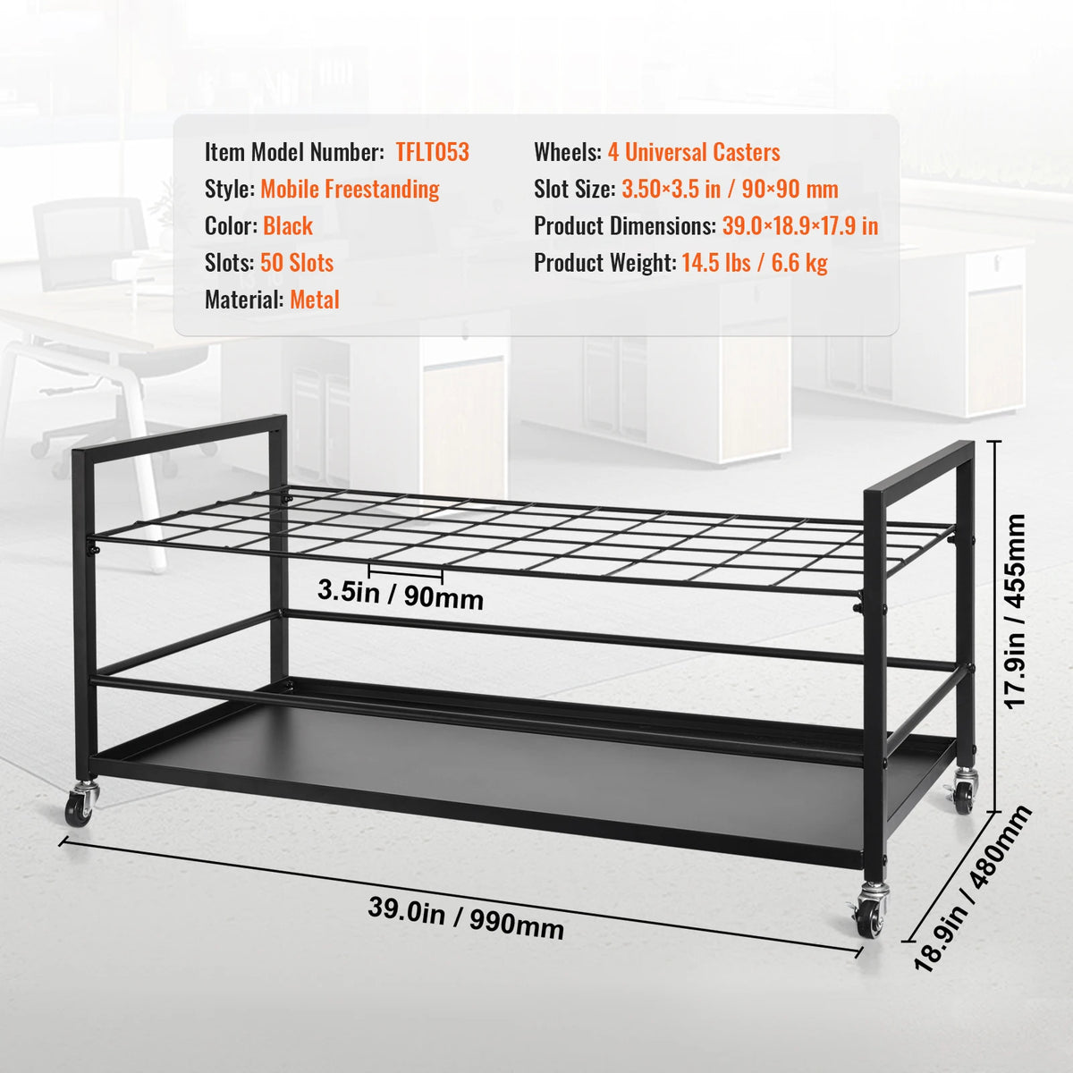 rack planches noir moderne 50 compartiments texture bois roulettes universelles mobilier
