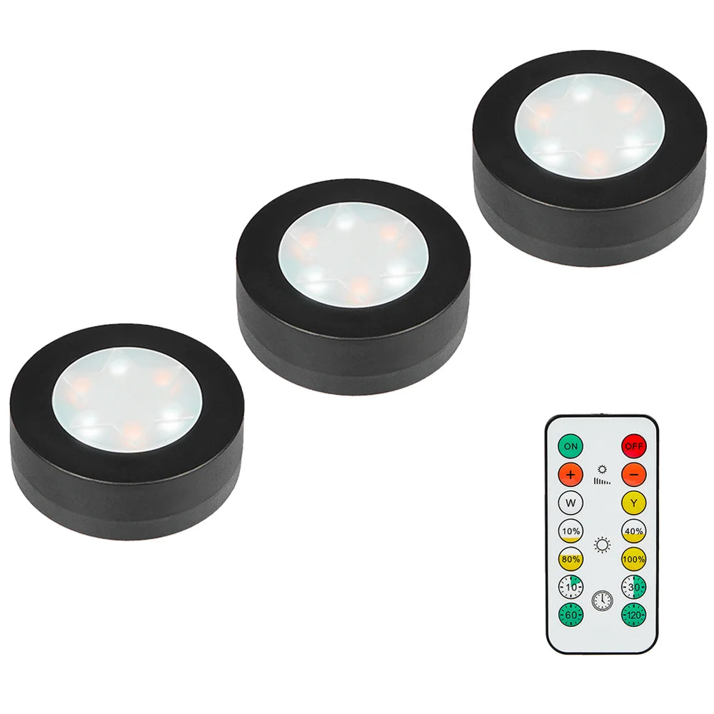 spots led noirs ronds adhésifs télécommande lumiere moderne chambre blanc chaud 3000k 6500k