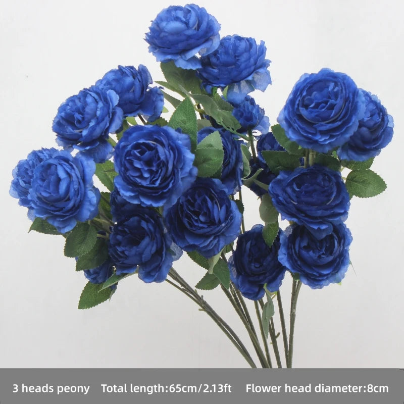 décoration événement artificielle fleurs bleu royal soie feuilles bouquets hybride ornement festifsintérieur