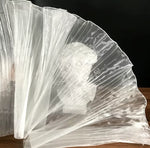 tissu voile semi transparent rose pâle vert iridescent moderne élégant rayures fines dentelle polyester