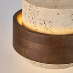 lampe suspendue moderne minimaliste pierre texture naturelle beige brun foncé interrupteur bouton led flux
