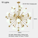 suspension lumineuse moderne or blanc 18 lumières structure radiale scandinave