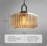 lampe suspendue verre cannelé ambre verte rose moderne minimaliste filament apparent