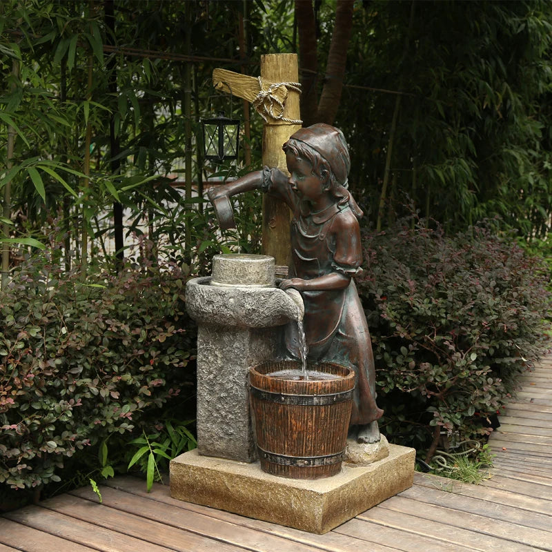 fontaine résine fées enfant aquatique decoration intérieure basse transparente fleuri maison