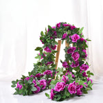 guirlande artificielle roses vigne feuilles vertes extérieur mariage anniversaire décoration romantique 220cm