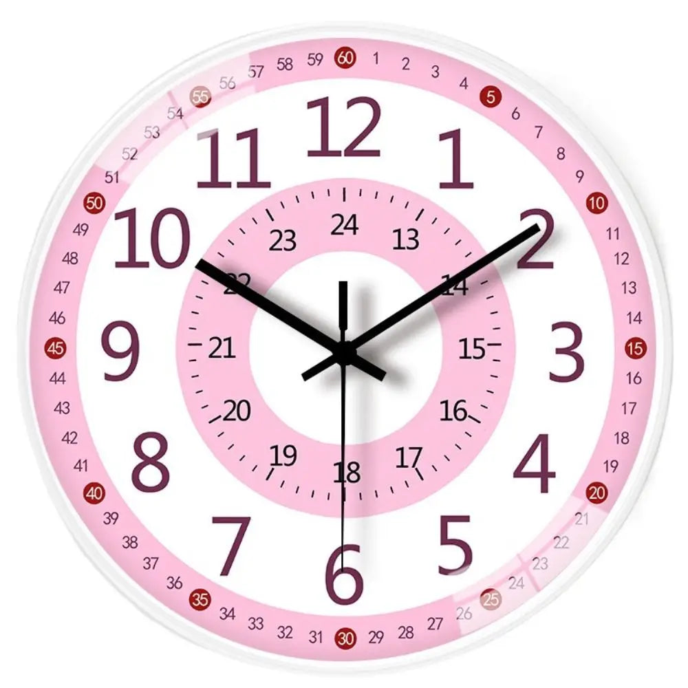 horloge murale silencieuse apprentissage dessin animé colorée enfants sections colorées motifs