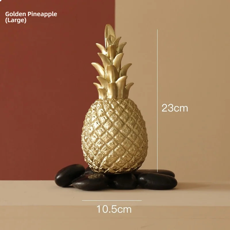 ananas decoratif ornement moderne resine dorée deco salon photo creative minimaliste triangles or blanc