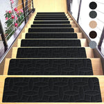 tapis escalier antidérapant vinyle daim patchwork noir gris beige moderne minimaliste