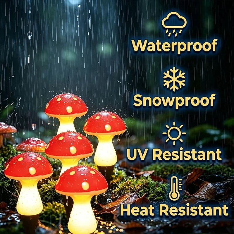 lampe solaire led forme champignon rouge points blancs extérieure jardin patio décoration moderne étanche